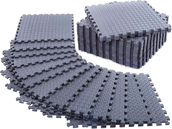 48 Pack - 1/2" Extra Thick Floor Exercise Mat for Home Gym Floor Padding for Kids - High-Density EVA Interlocking Foam Floor Tiles for Gym Equipment, Play Area, Yoga, Cardio, Weights, MMA
