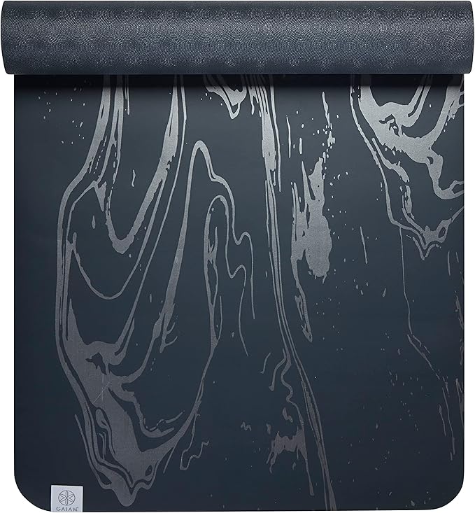 Gaiam Dry-Grip Yoga Mat - 5mm Thick Non-Slip Exercise & Fitness Mat for Standard or Hot Yoga, Pilates and Floor Workouts - Cushioned Support, Non-Slip Coat - 68 x 24 Inches