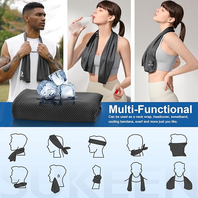Sukeen Cooling Towels for Neck and Face (40" x 12"), Cooling Towel 6 Pack, Microfiber Best Sports Cooling Cool Towels for Hot Weather, Soft Breathable Cooling Towels for Sweat Athletes Men Women