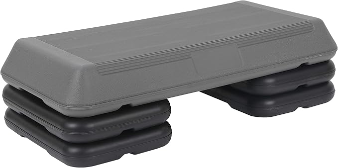 LEMY Bodybuilding Aerobic Stepper Platform 28.5” Exercise Fitness Workout w/ 4 Risers，Height Adjustable 4" - 6" - 8"