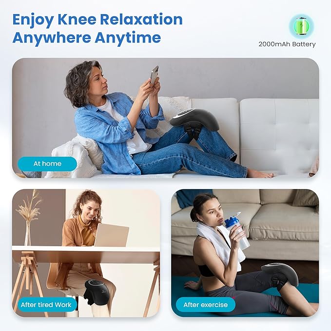 Knee Massager with Heat - [2025 Upgraded Version] Heating and Vibrating Pain Relief Knee Massager for Arthritis, Stretched Ligament, Joints and Muscles Injuries