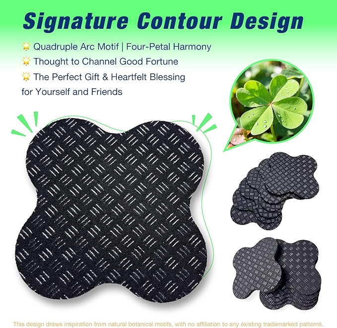 6 Pack Treadmill Pads - Anti-Slip & Anti-Vibration Exercise Equipment Mats - Floor Protectors for Hardwood & Carpet, Noise Reducing Stabilizer Feet for Bike, Elliptical, Rower (Quatrefoil, 4"x4"x0.2")