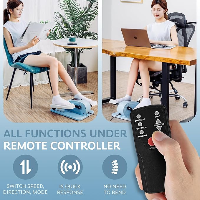 Under Desk Elliptical Exercise Machine, Electric Leg Exerciser with 12 Speeds, Forward & Reverse Modes,Quiet Compact Seated Pedal Stepper Machine with Remote Control for Seniors & Adults