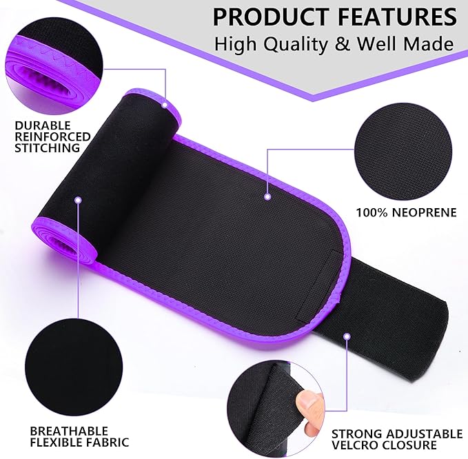 Waist Trimmer Belt – One Size 52″ Fits All Women & Men, Premium Neoprene Sweat Waist Trainer for Workout & Fitness