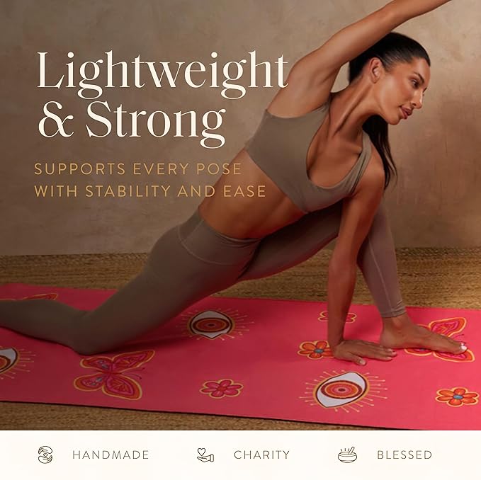 KARMA AND LUCK Radiant Protection Yoga Towel, Absorbent, Non-Slip Hot Yoga Mat Towel, Silicone Grip & Soft Terry Suede for Spiritual Energy Shield & Clarity, 26” x 72”
