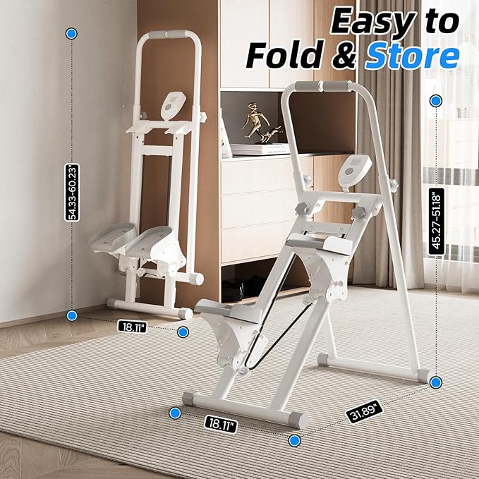 Foldable Stair Stepper for Home, Adjustable Stair Climber with 4 Heights & 3 Angles, Compact Folding Vertical Stair Master for Exercise at Home for Full-Body Workout