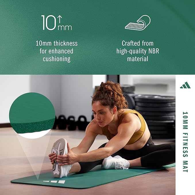 adidas Fitness Mat - Lightweight - Non Slip Yoga Mat, 7mm or 10mm