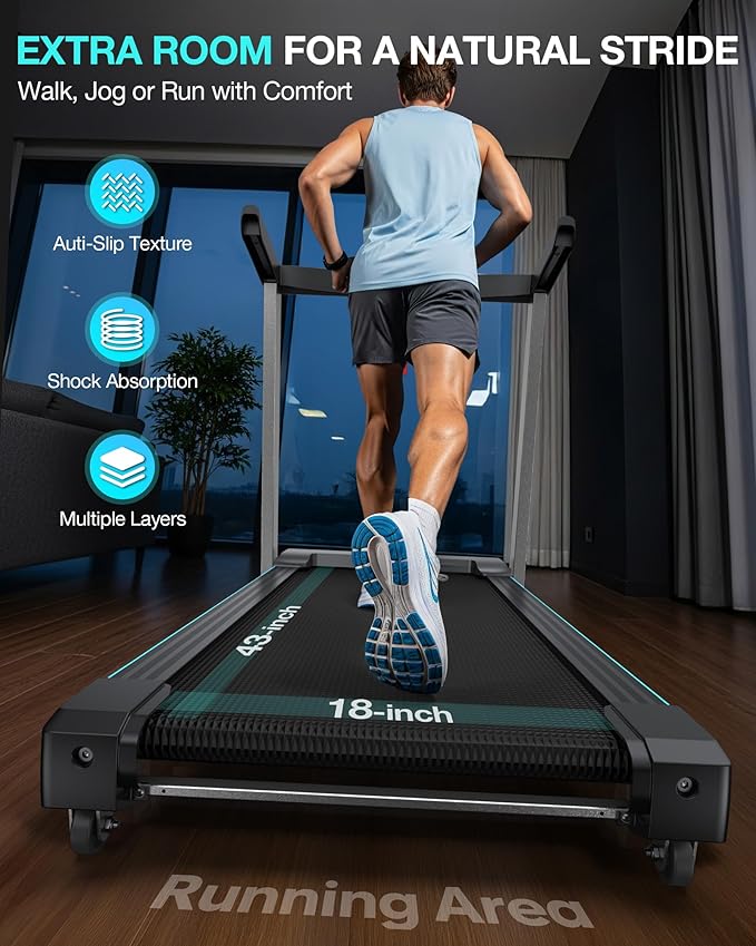 WELLFIT Treadmill with 15% Auto Incline, 400lbs Treadmills with Handlebar for Home, Voice Control Mute Remote, Under Desk Treadmill for Home Small Office, Walking Pads Work with KINOMAP Apple Health