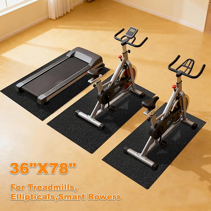 Fitvids Treadmill Mat 1/4" Thick Non-Slip Gym Mats Floor Protection Pad Compatible for Treadmills,Elliptical,Exercise Bikes,Stationary Cycles and Accessories