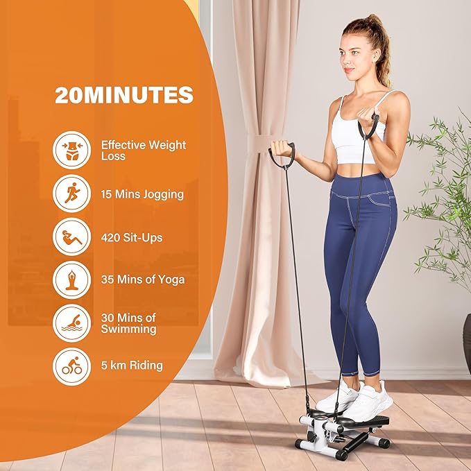 YSSOA Mini Stepper with Resistance Band, Stair Stepping Fitness Exercise Home Workout Equipment for Full Body Workout