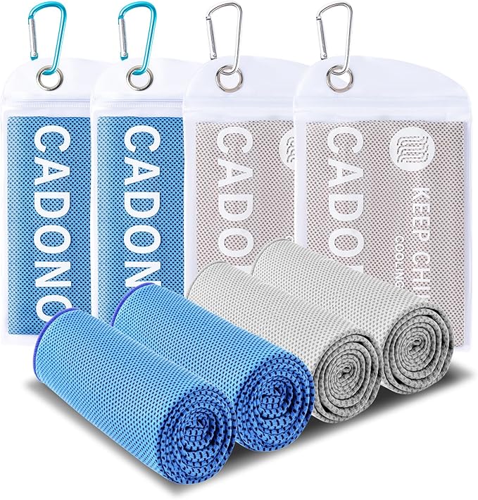 4 Pack Cooling Towel (40"x12"), Soft Breathable Chilly Towel, Ice Towel, Microfiber Towel for Yoga, Sport, Running, Workout,Gym, Camping, Fitness, Workout & More Activities(Multicolor)