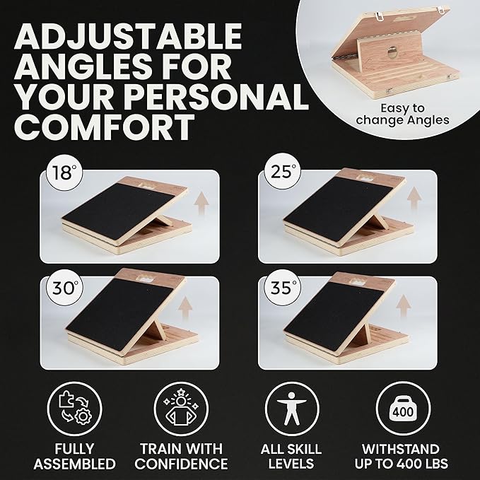 12.6" Premium Slant Board for Calf Stretching & Exercise with Bonus Muscle Roller - Velour Incline Board, Calf Stretcher & Stretch Mobility Board for Deep Stretch, Physical Therapy Fitness Training