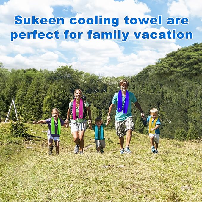 Sukeen 4 Pack Cooling Towels (40"x12"),Ice Towel,Soft Breathable Chilly Towel,Microfiber Towel for Yoga,Sport,Running,Gym,Workout,Camping,Fitness,Workout & More Activities