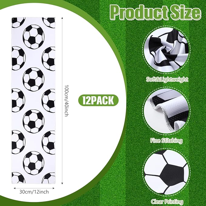 12 Pcs Cooling Towel Baseball Football Basketball Breathable Chilly Softball Soccer Ice Towel, 40"x12" Tennis Microfiber Accessories for Player
