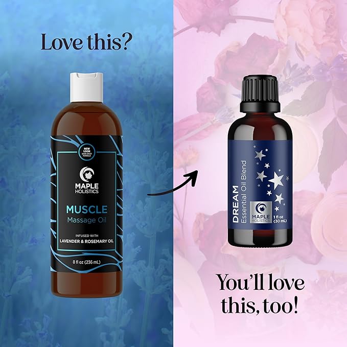 Muscle Massage Oil for Body - Relaxing Massage Oil with Lavender Lemon and Rosemary Essential Oils for Muscles and Joints - Gentle Moisturizing and Warming Formula for Pro or Home Use (8 Fl Oz)