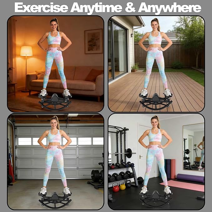 Rocking Stepper for Exercise at Home, 3D Motion Stair Stepper with Resistance Bands & Balance Board, Low-Impact Full Body Workout Equipment, Stable Structure Exercise Equipment[New Vision]