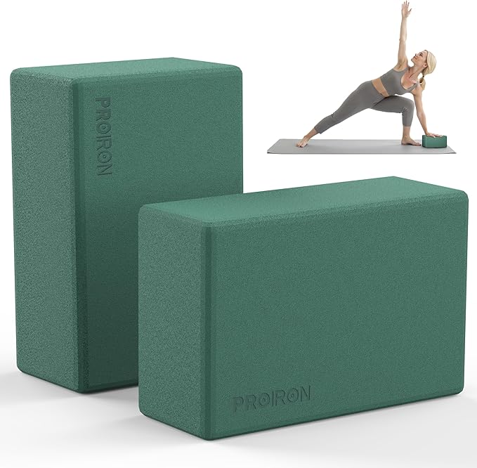 PROIRON Yoga Blocks, 2 Pack Supportive High Density Premium Eva Foam, Soft Non-Slip Surface with Curved Edges Stretch Blocks For Yoga, Pilates, Stretching