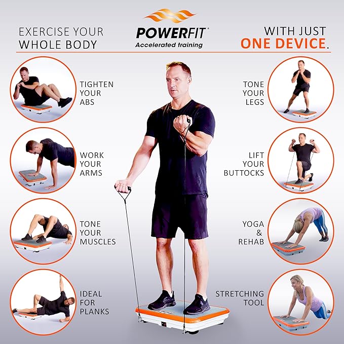 Powerfit Vibration Plate Exercise Machine - Waver Full Body Vibration Platform for Weight Loss & Lymphatic Drainage