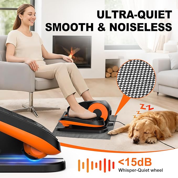 Under Desk Elliptical, Electric Leg Exerciser as Seen on TV for Seniors with 12 Adjustable Speed, Quiet Portable Electric Seated Pedal Exerciser Machine with Remote Control for Home Office