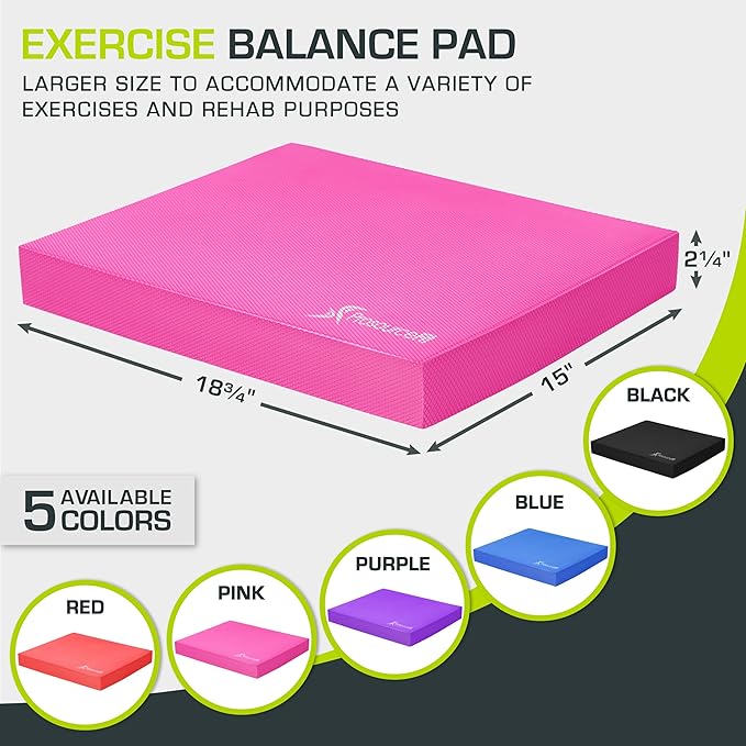 ProsourceFit Exercise Balance Pad, Non-Slip Cushioned Foam Mat & Knee Pad for Fitness and Stability Training, Yoga, Physical Therapy