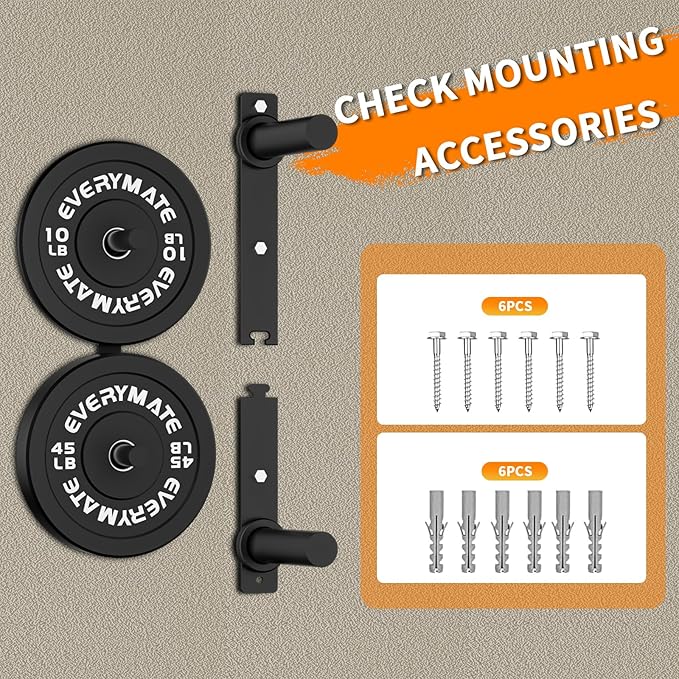 EVERYMATE Weight Plate Storage Rack, Olympic Weight Plate Holder, Bumper Plate Storage, Home Gym Organizer