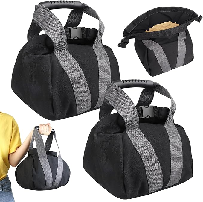 2Pcs Fitness Sandbags with Non-Slip Handle Refillable Portable Canvas Sand Kettlebell Soft Sand Bag for Home Training, Fitness, Yoga Workou Kettlebell