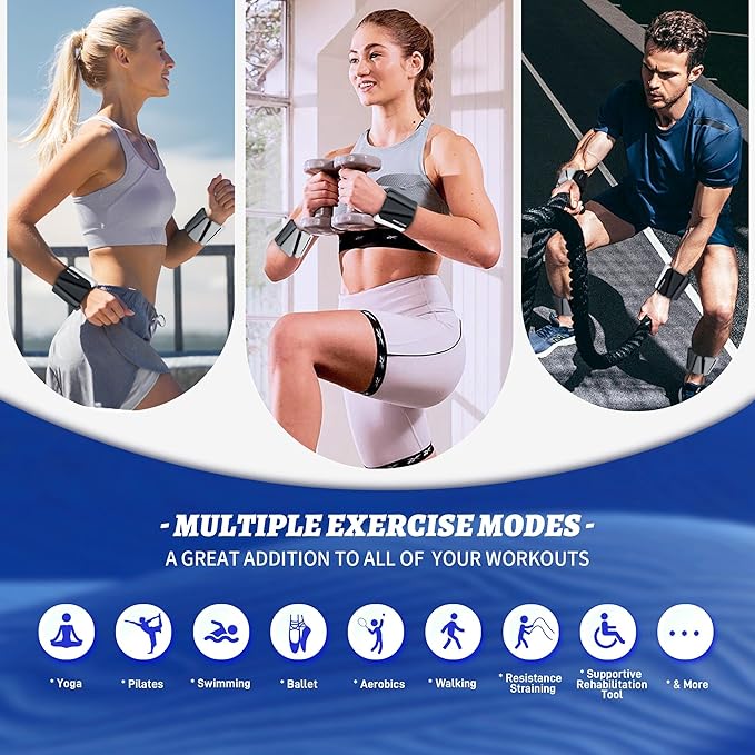 Ankle Weights for Women Wrist Weights Set of 2 (1 lb/2 lb Each) Adjustable Arm Leg Weight for Womens Men Suitable for Walking Swimming Running Pilates Yoga Gym