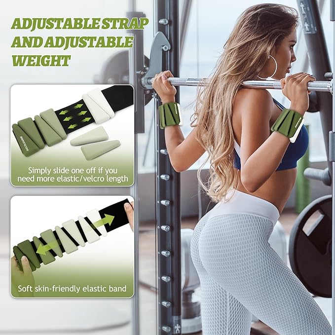 Ankle Weights for Women Wrist Weights Set of 2 (1 lb/2 lb Each) Adjustable Arm Leg Weight for Womens Men Suitable for Walking Swimming Running Pilates Yoga Gym