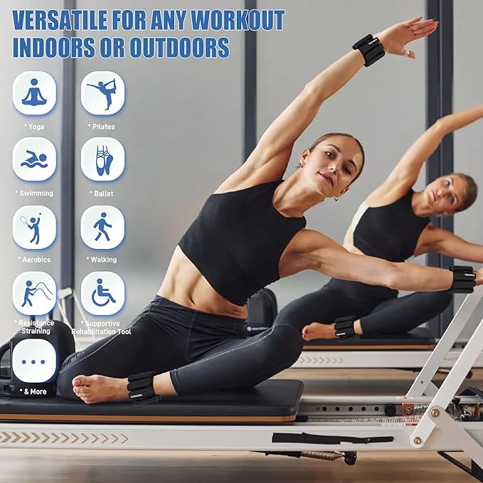 Wrist & Ankle Weights for Women and Men, 2lbs/4lbs Pairs Adjustable Silicone Weighted Bangles for Arm & Leg Workouts, Perfect for Pilates, Barre, Yoga, Walking & Home Fitness 24055