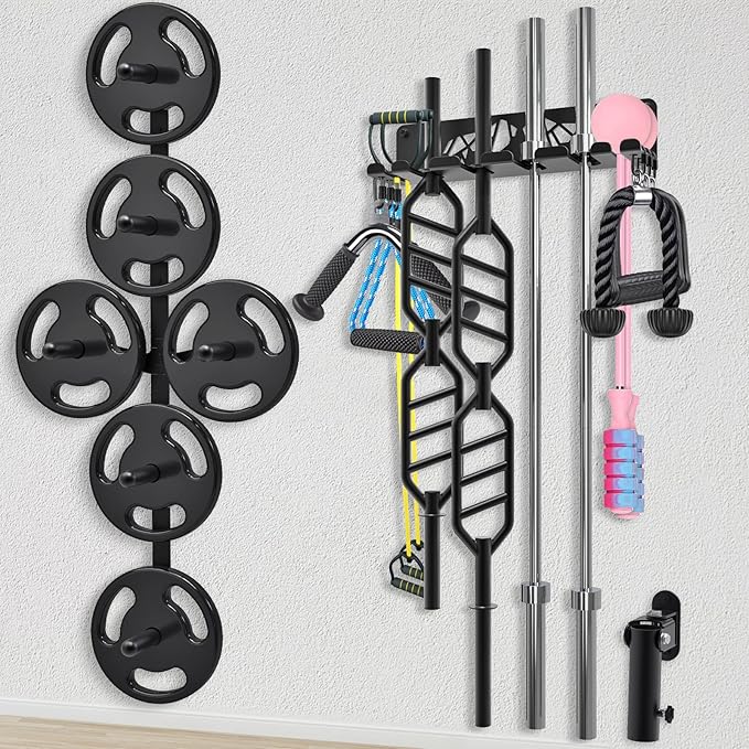 Kipika Weight Plate Storage Rack - Wall Mounted Weight Plate Holder with Durable Steel Construction Organizer for Olympic Plates, 1000lb Capacity, Space-Saving for Home Gym