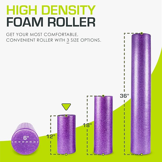 ProsourceFit High Density Foam Rollers Long, Firm Full Body Athletic Massage Tool for Back Stretching, Yoga, Pilates, Post Workout Muscle Recuperation
