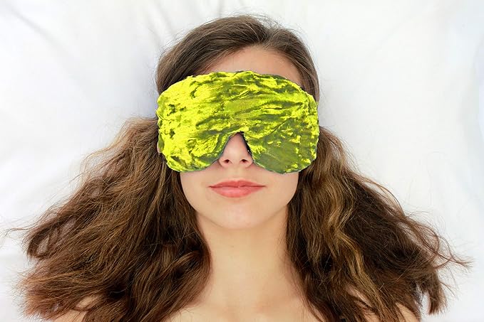 Handmade Weighted Sleep Eye Mask Yoga Pillow - Flax Seed Fill - Lavender Scented - Lime - TEMLF-LM