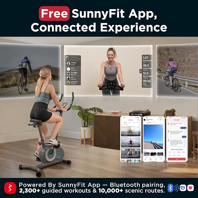 JLL Magnetic Exercise Bike - Indoor Stationary Cycling Bike with Free Fitness App, Adjustable Comfortable Seat, Low Noise Indoor Cycling Bike for Home Gym