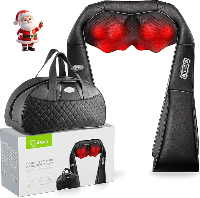 cotsoco Neck Massager,Shiatsu Shoulder and Back Massager with Heat, Electric Deep Tissue Massage Pillow for Body Muscle Pain Relief,Best Gifts Mom Dad Women Men,Home, Office Car Use