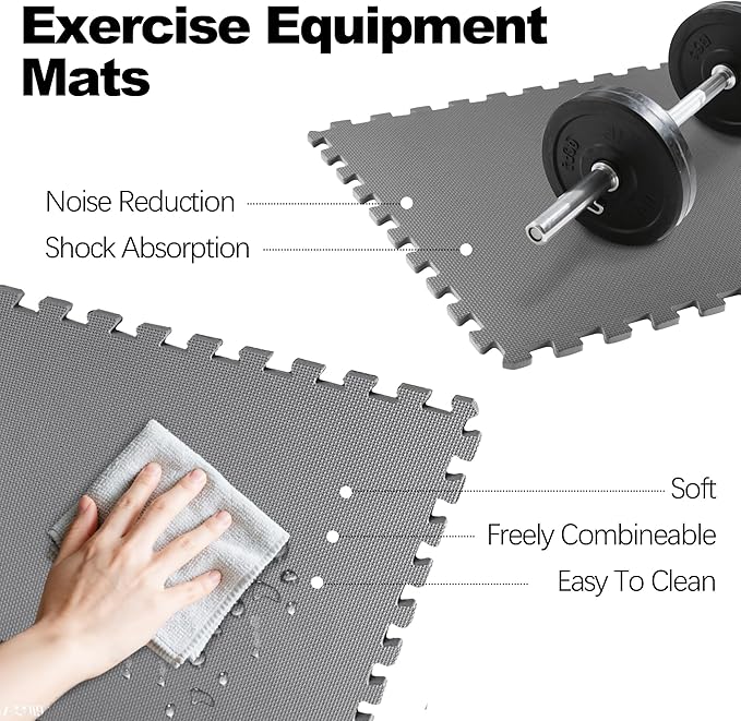Elevon Puzzle Exercise Gym Flooring Mat, EVA Interlocking Foam Tiles Workout Mat for Home Gym, Fitness Equipment, MMA, Gymnastics, Shock-Absorbing Exercise Mat, Multi-Color