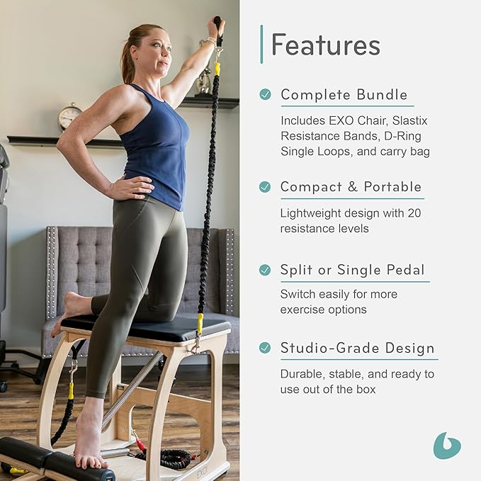 Balanced Body EXO Chair, Pilates Chair Exercise Equipment for Full-Body Workout, Pilates Resistance-Workout Equipment for Home Gym or Studio