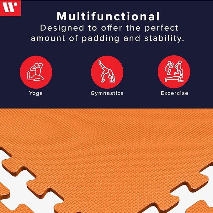 We Sell Mats 3/8" Thick Multipurpose EVA Foam Exercise Floor Mat, Interlocking Tiles, Anti-Fatigue for Home or Gym