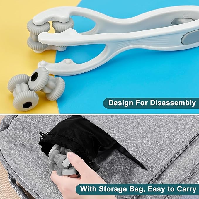 2pcs Finger Massager for Arthritis Finger Arthritis Pain Relief Manual Massage Tools Hand Massage Roller Thumb Massager for Woman Mothers Day Gift Palm Foot Acupressure Tool Grey