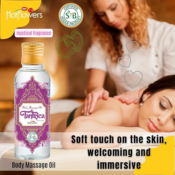 HOT FLOWERS Body Sensual Massage Oil Set for Moisturizer and Nourish The Skin – Women and Couples (Tantrica)