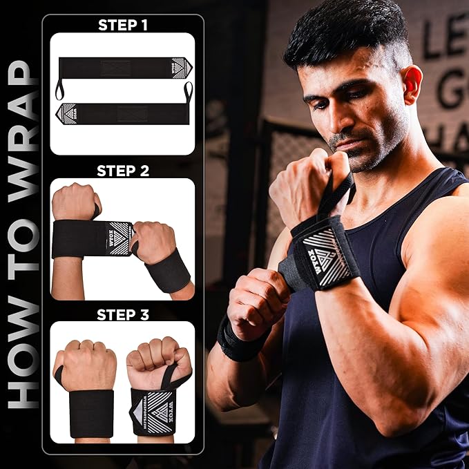 WYOX Wrist Wraps For Weight Lifting With Thumb Loop & power lifting Wrist Straps For Bench Press and Pushups Training Support and Protection Wrist Support for bodybuilding