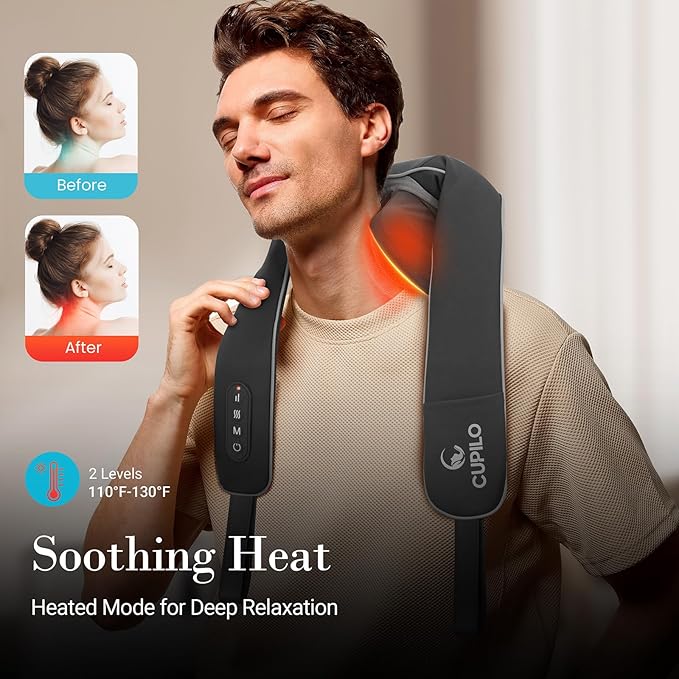 Shiatsu Neck and Shoulder Massager with Heat [Remote Control], FSA Eligible HSA, 6D Kneading Neck Massager for Pain Relief Deep Tissue, Gifts for Men Women