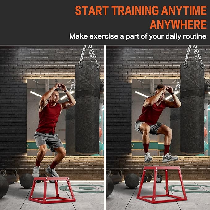 Plyometric Jump Box 3 Pcs Set, 12/18/24 Inch Fitness Exercise Platform, Steel Anti-Slip Step Up Box Jumping Agility Box for Home Gym Strength Training Workout