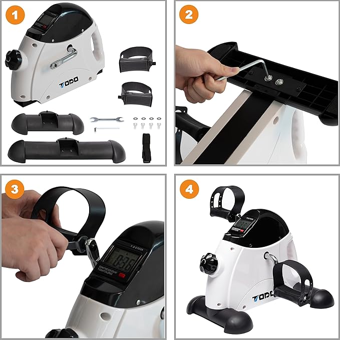 TODO Mini Exercise Bike Pedal Exerciser Foot Peddler Portable Therapy Bicycle with Digital Monitor