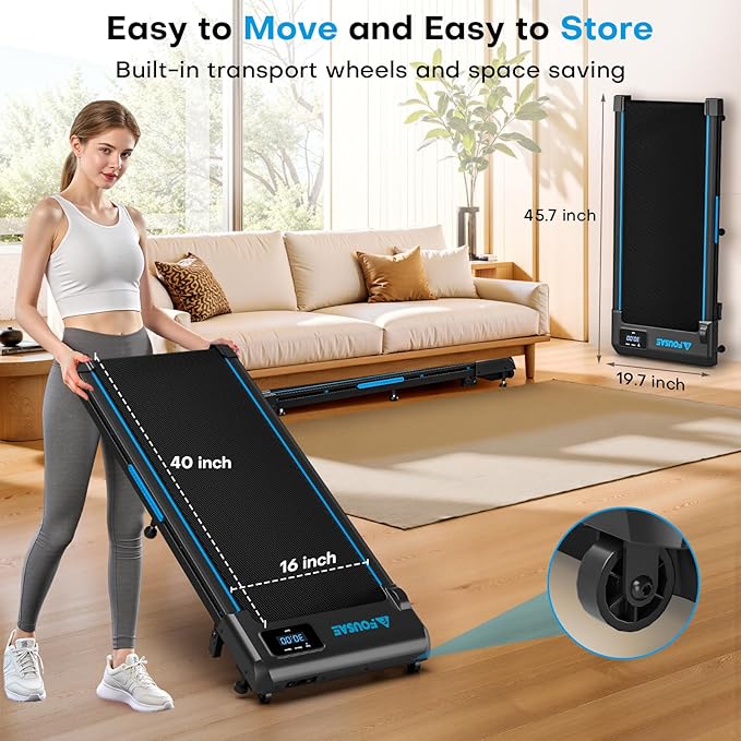 Walking Pad Treadmill, 6.2MPH Under Desk Walking Pad with 10% Incline, Treadmills for Home with Double Frame, 2.75HP Brushless Drive, 12 HIIT Programs, Remote Control, 350LBS Capacity