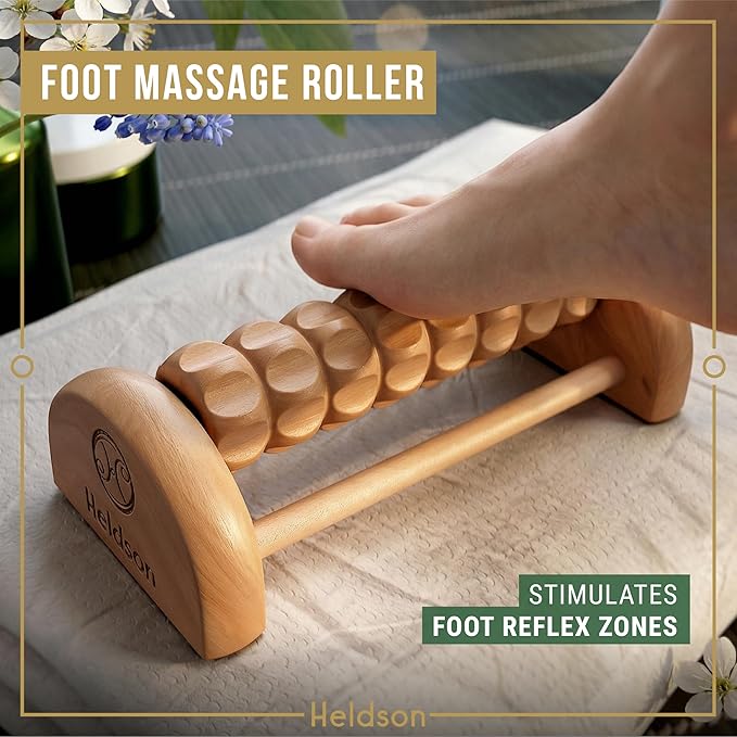 HELDSON® Wooden Therapy Massage Tools [6 Pieces] - Wood Rollers for Body Sculpting - Lymphatic Drainage Massager - Cellulite Tool - Maderoterapia Kit - Back Rolling Stick - Wellness Gifts Women, Men