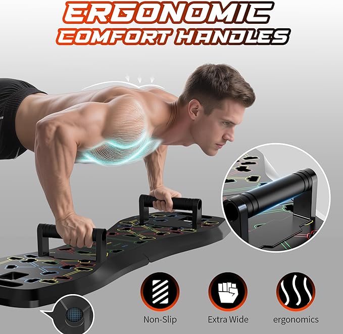 LALAHIGH Push Up Board,36 in 1 Home Gym Equipment with Ab Roller Wheel & Resistance Bands, Portable Foldable Workout Board for Full Body Strength Training Men Women,Gift for Boyfriend