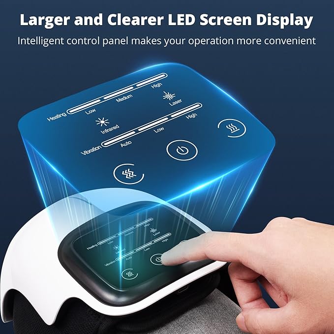 Medcursor Knee Massager, Cordless Heated Knee Massager with 3 Heating Levels, 3 Vibration Modes, LED Screen & Adjustable Straps, Massage with Heat for Relief, Ideal Gift for Men, Women