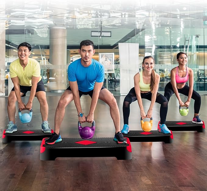 F2C 26.5 Inches Step Aerobics Stepper Platform with 3 Risers, Home Gym Workout Equipment, Fitness Exercise Equipment, Exercise Workout Stepper