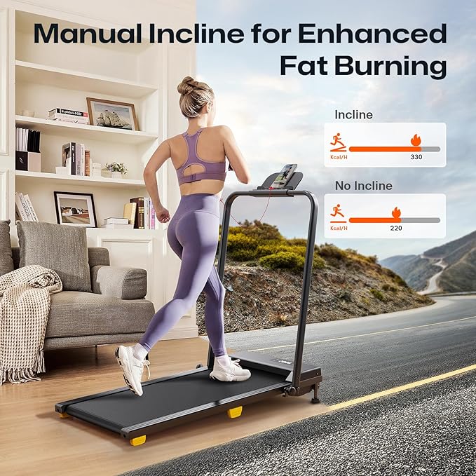Walking Pad with 9% Incline, Compact Under Desk Treadmill for Home, 2.5HP Powerful 3 in 1 Portable Treadmill with Remote Control, Walking Pad for Home and Office