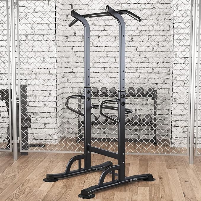 soges Power Tower Adjustable Height Pull Up & Dip Station Multi-Function Home Strength Training Fitness Workout Station